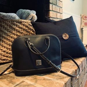 Dooney & Bourke Pebble Grain Zip Satchel Black/Red